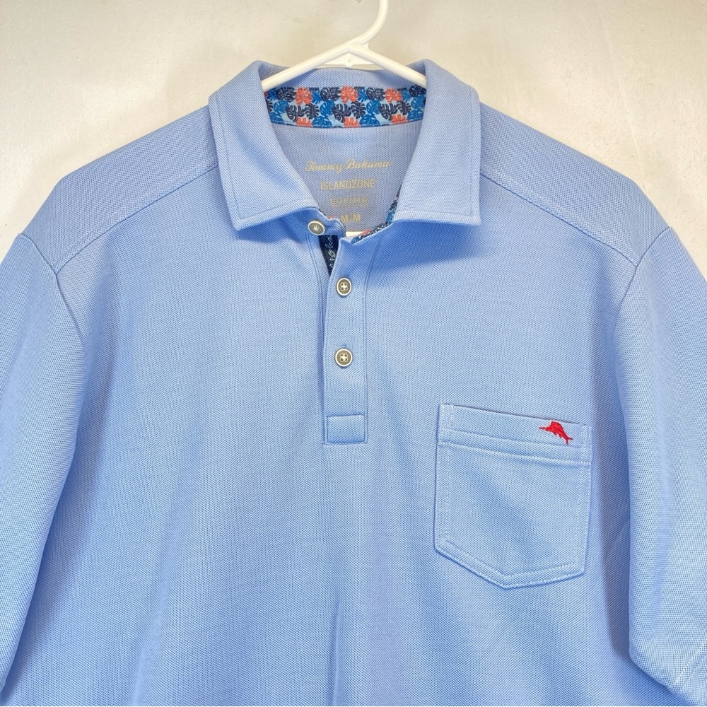 Tommy Bahama Men Polo Shirt M IslandZone Supima Light Blue Cotton Blend Casual - Picture 2 of 16